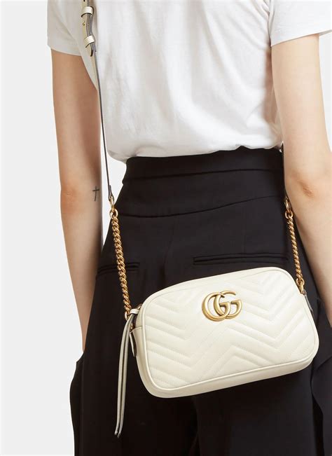 gucci gg marmont small matelassé shoulder bag white|gucci marmont bag small black.